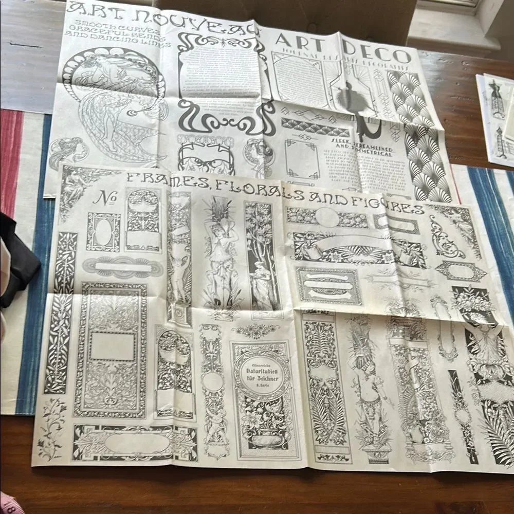 Cora Crea crafts Vintage Art Nouveau and Art Deco Prints bundle of 2